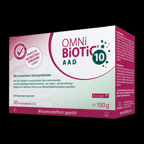Eine Packung OMNi-BiOTiC 10 AAD, 30 Sachets à 5 Gramm