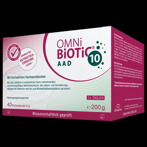 Eine Packung OMNi-BiOTiC 10 AAD, 40 Sachets à 5 Gramm