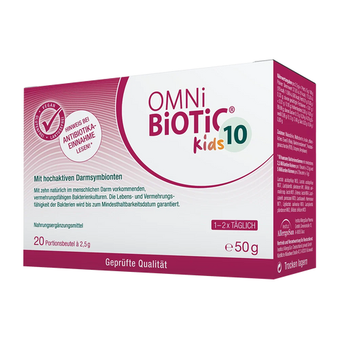Eine Packung OMNi-BiOTiC 10 Kids, 20 Sachets à 2,5 Gramm