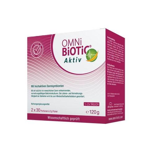 Eine Doppelpackung OMNi-BiOTiC Aktiv, 2 Mal 60 Gramm Pulver