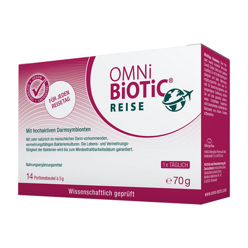 Eine Packung OMNi-BiOTiC REISE, 14 Sachets à 5 Gramm