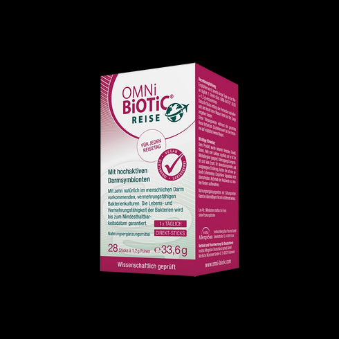 Eine Packung OMNi-BiOTiC REISE, 28 Direkt-Sticks à 1,2 Gramm