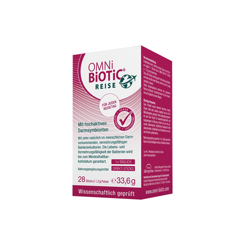Eine Packung OMNi-BiOTiC REISE, 28 Direkt-Sticks à 1,2 Gramm
