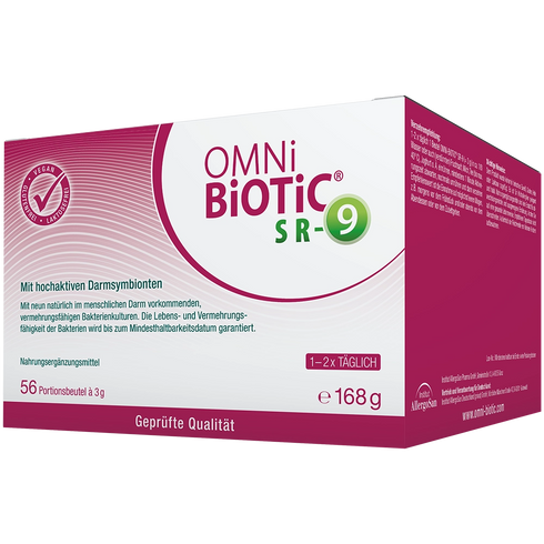 Eine Packung OMNi-BiOTiC SR-9, 56 Sachets à 3 Gramm