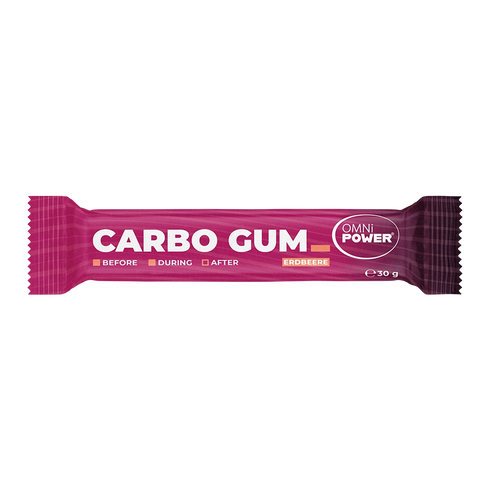Eine Packung OMNi-POWER CARBO GUM Erdbeere, 1 Stück