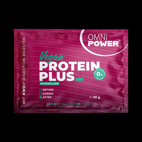 Eine Packung OMNi-POWER PROTEIN PLUS, Schokolade Sachet 30 Gramm