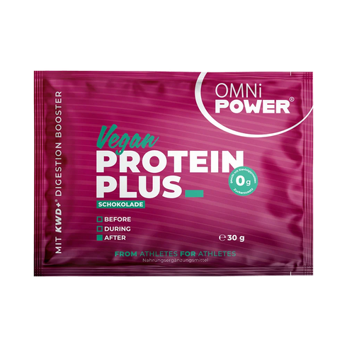 Eine Packung OMNi-POWER PROTEIN PLUS, Schokolade Sachet 30 Gramm