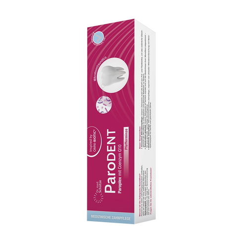 Eine Packung ParoDENT Pfefferminzzahnpasta, 75 Milliliter