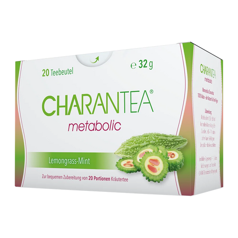 Eine Packung CHARANTEA metabolic lemongrass/mint, 20 Beutel