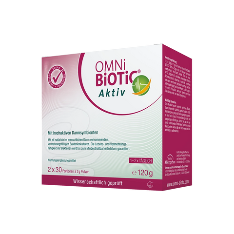 Eine Doppelpackung OMNi-BiOTiC Aktiv, 2 Mal 60 Gramm Pulver