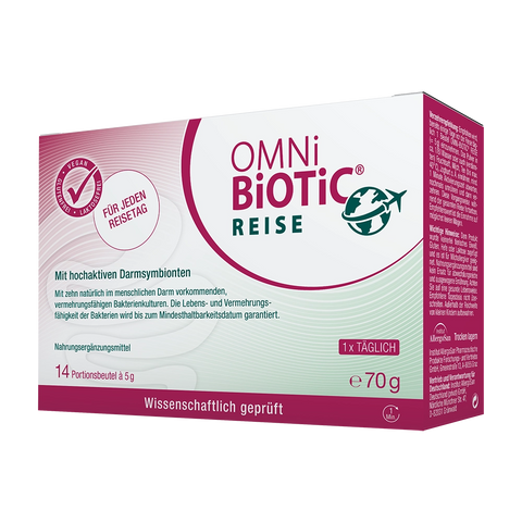 Eine Packung OMNi-BiOTiC REISE, 14 Sachets à 5 Gramm