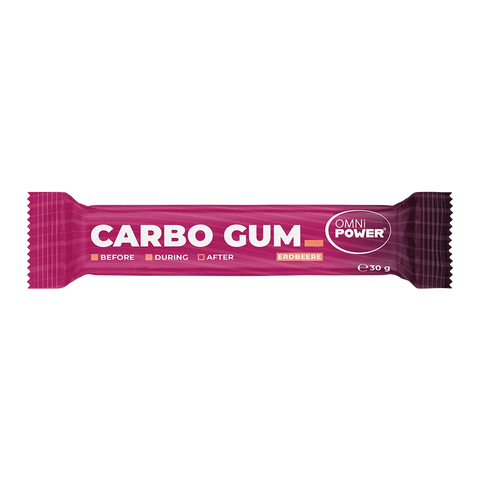 Eine Packung OMNi-POWER CARBO GUM Erdbeere, 1 Stück